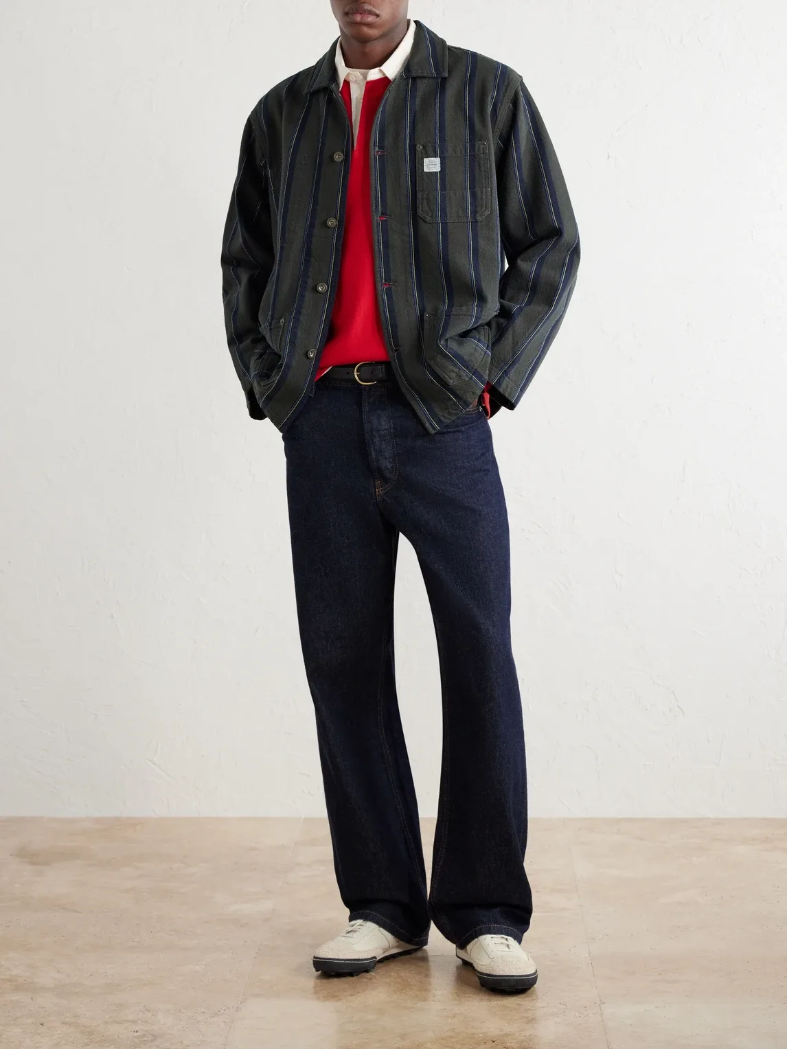 Logo-Appliquéd Striped Denim Jacket by Aim Leon Dore