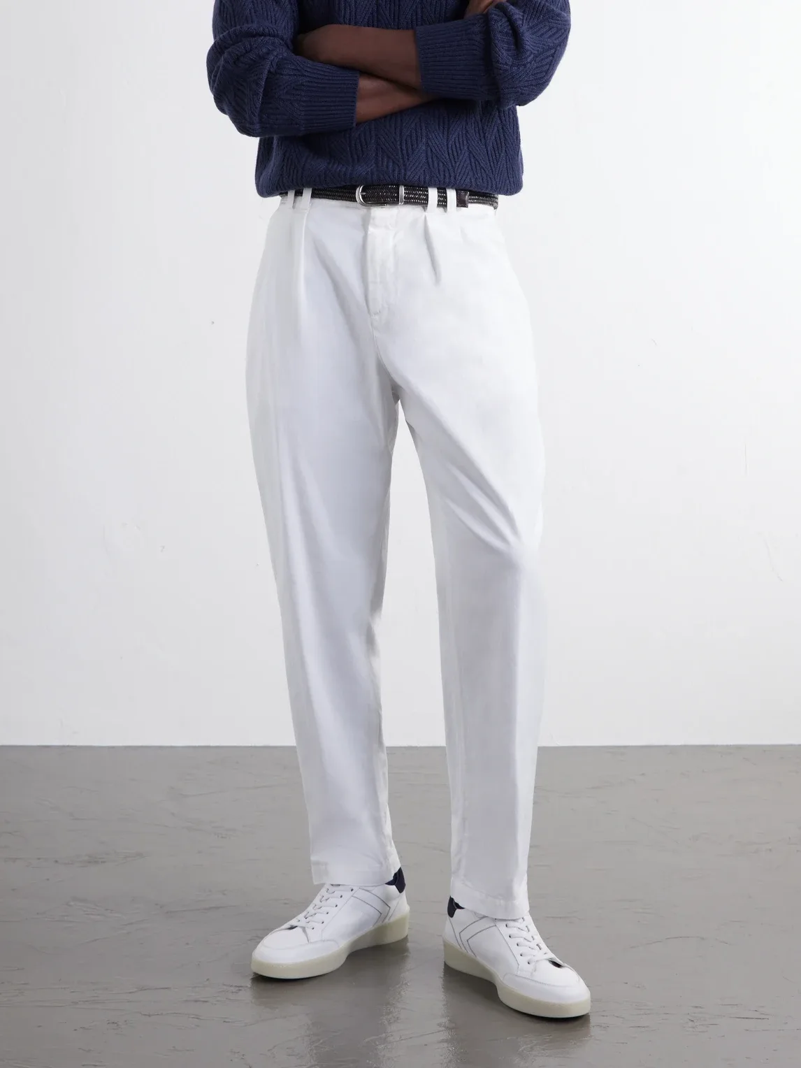 Nuvola Nubuck-Trimmed Leather Sneakers by Canali