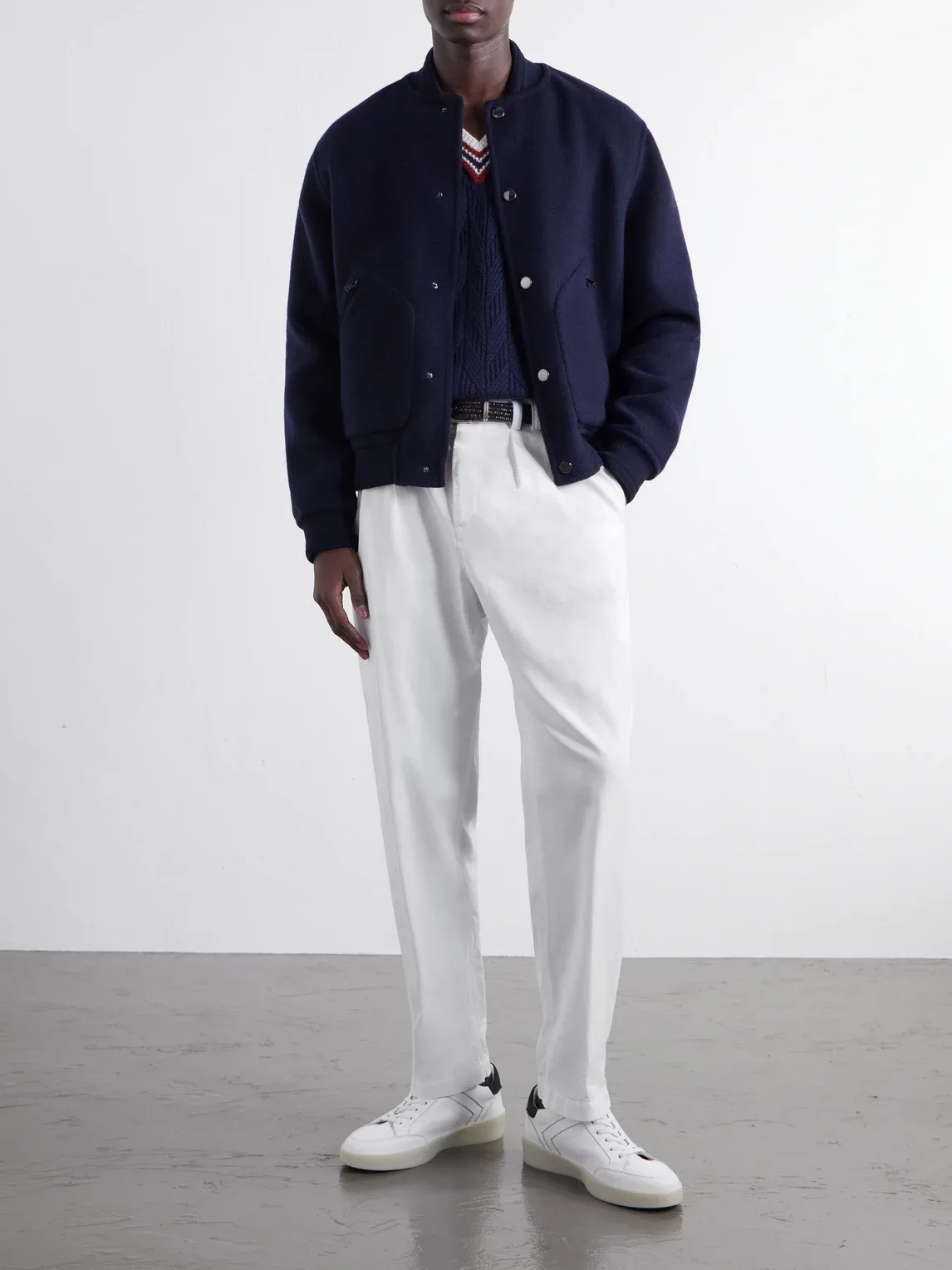 Tapered Pleated Cotton-Twill Trousers by Canali