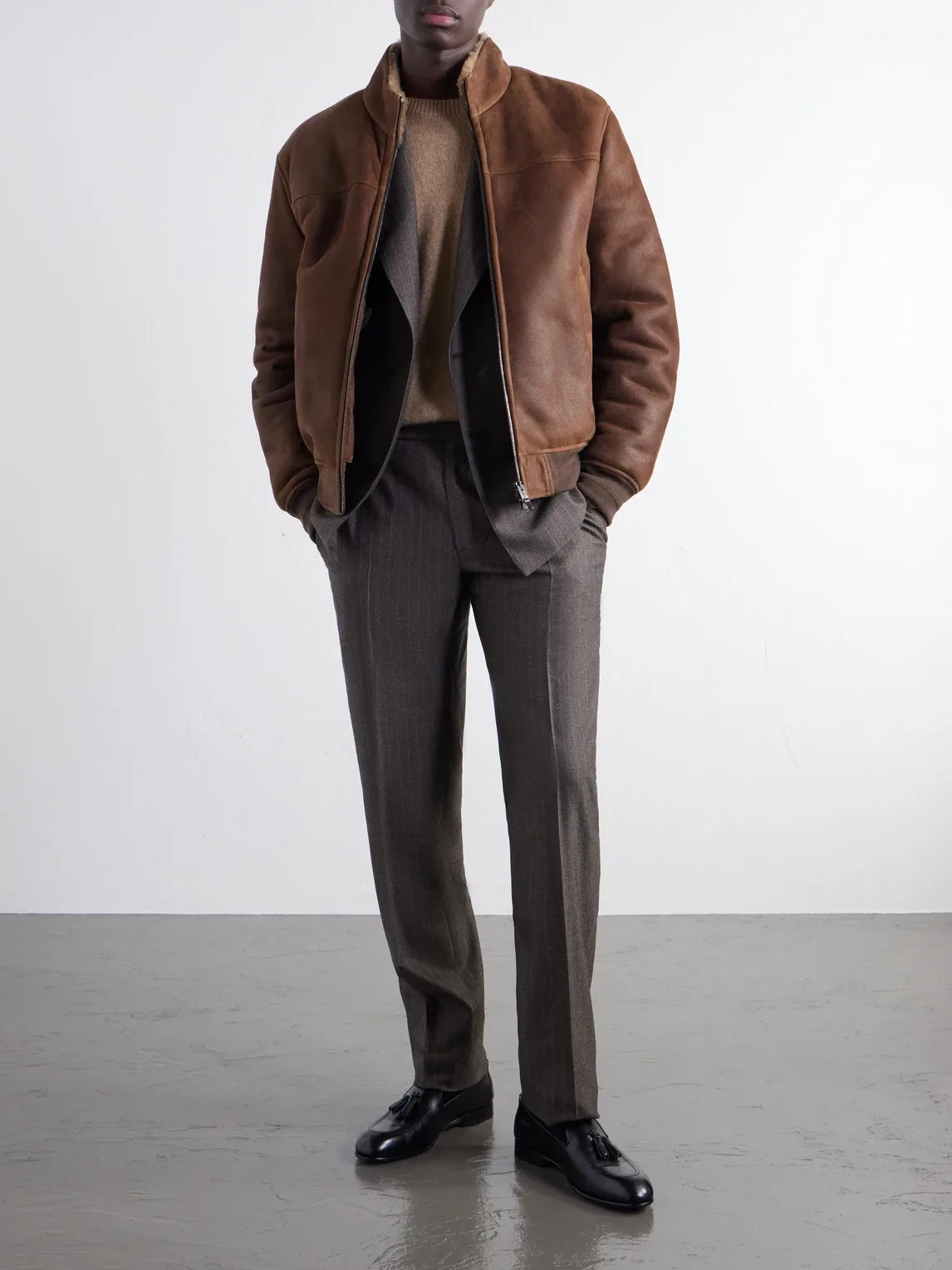 Shearling-Lined Full-Grain Leather Jacket by Canali
