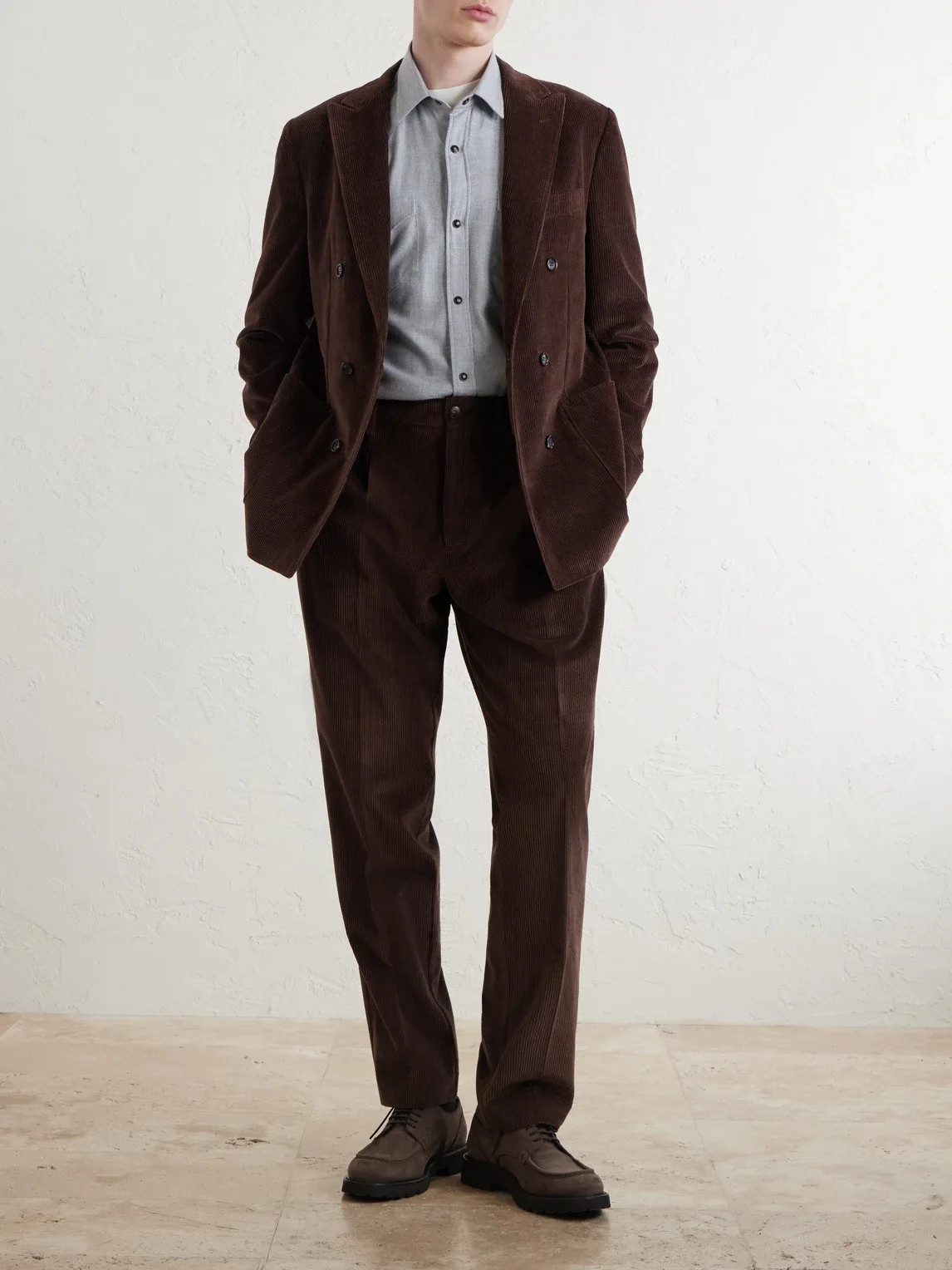 Straight-Leg Pleated Cotton-Corduroy Trousers by Canali
