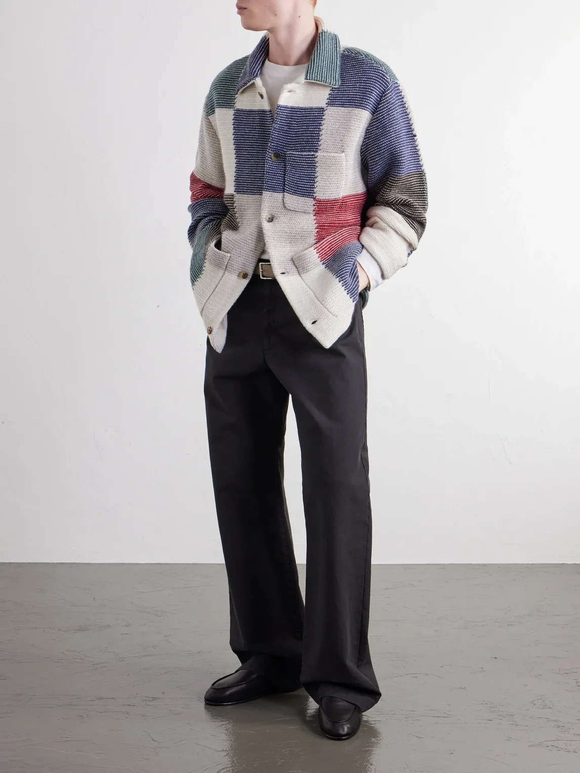 Patchwork Intarsia-Knit Wool-Blend Jacket by Aim Leon Dore