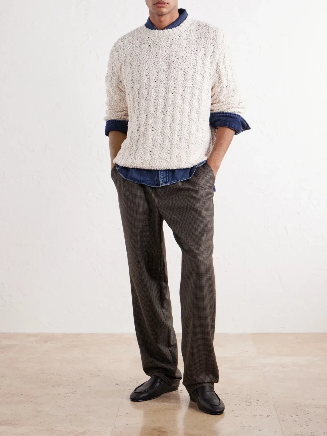 Textured Cotton-Blend Sweater
