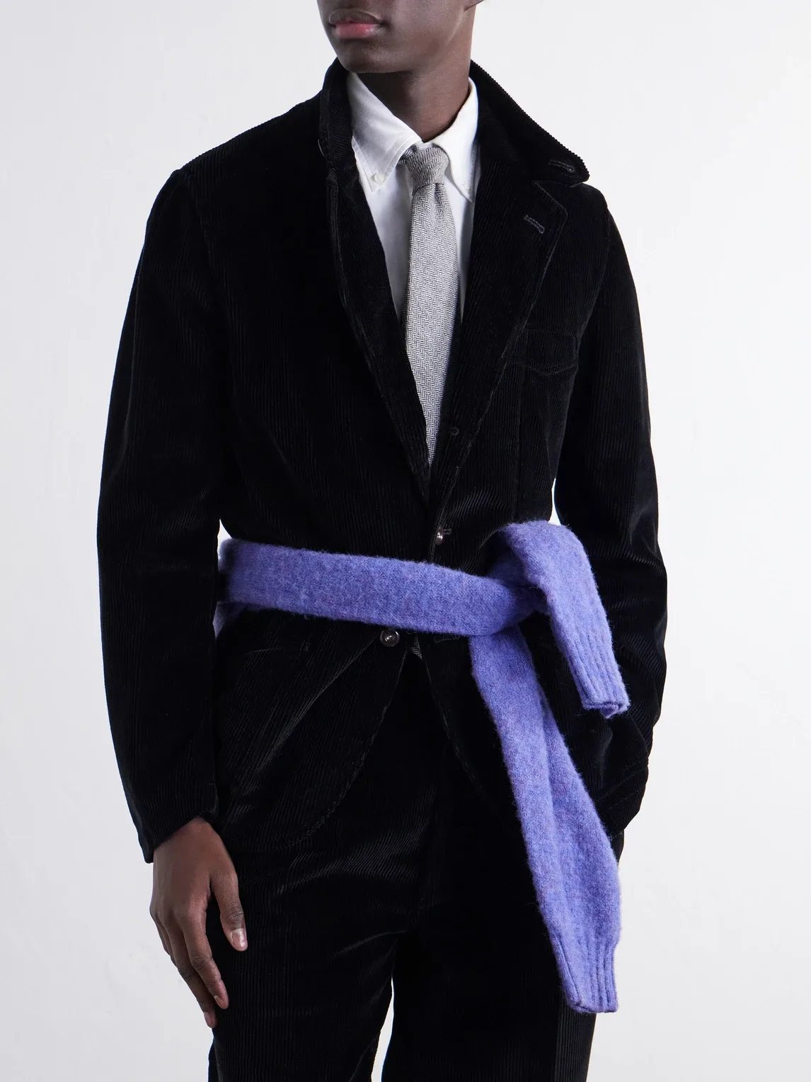 7cm Herringbone Shetland Wool-Twill Tie by Drakes