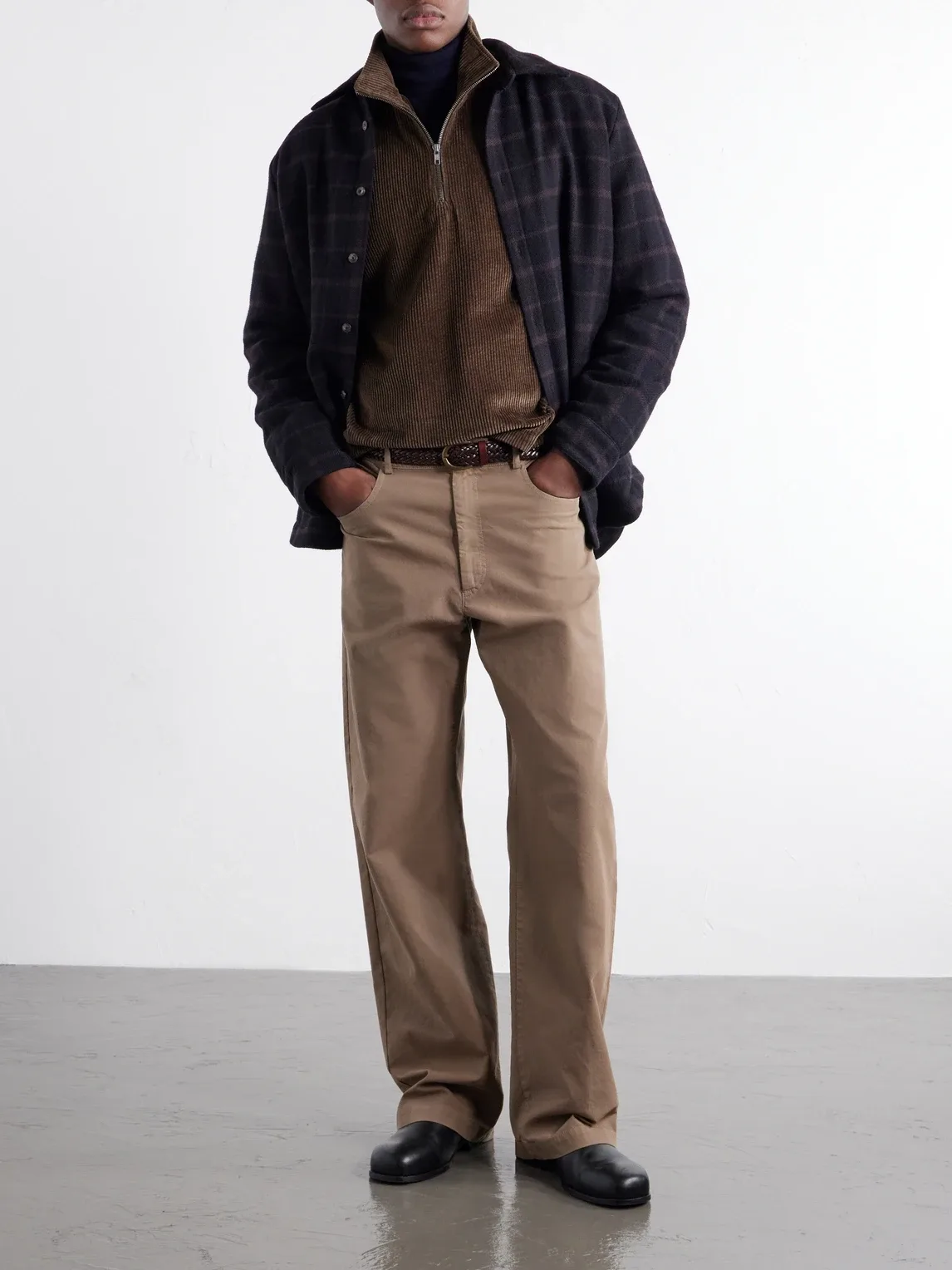 Cotton-Corduroy Zip-Up Sweatshirt