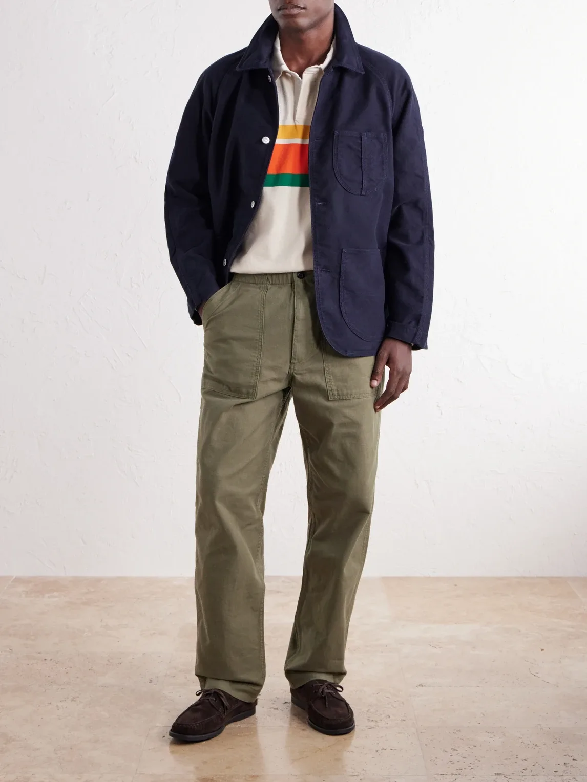 Straight-Leg Drawstring Cotton-Twill Trousers by Drakes