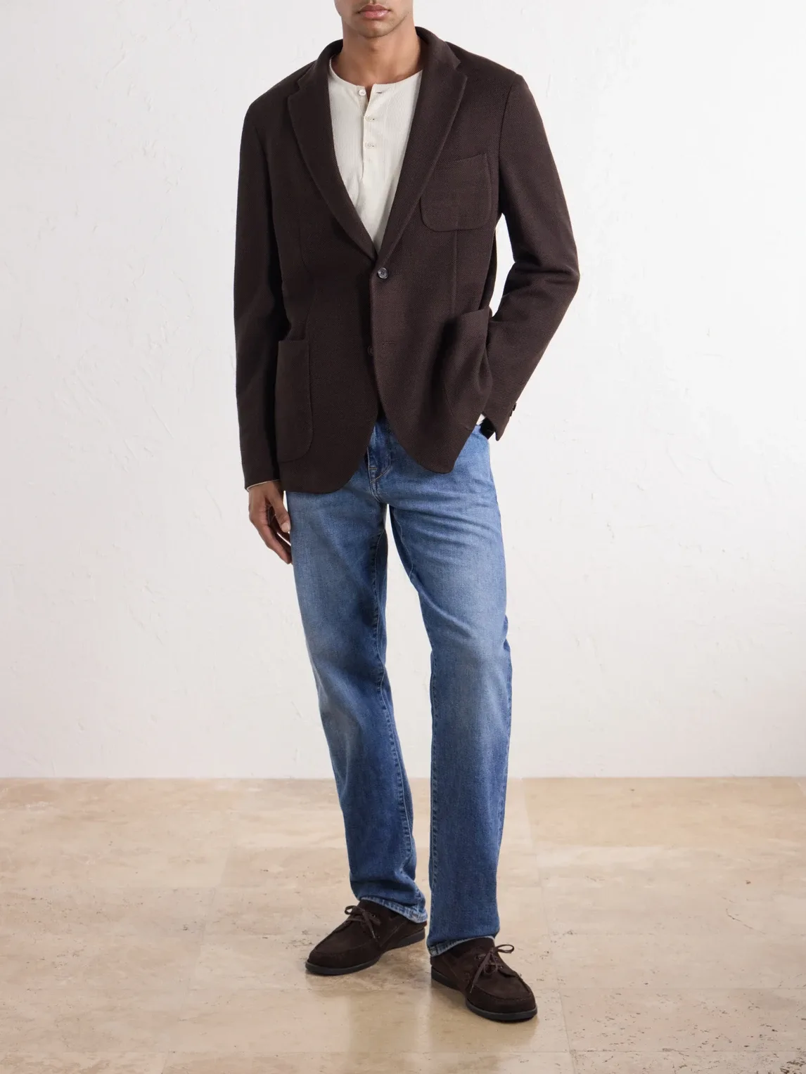 Incotex Wool-Blend Woven Waffle Jersey Blazer by Slowear