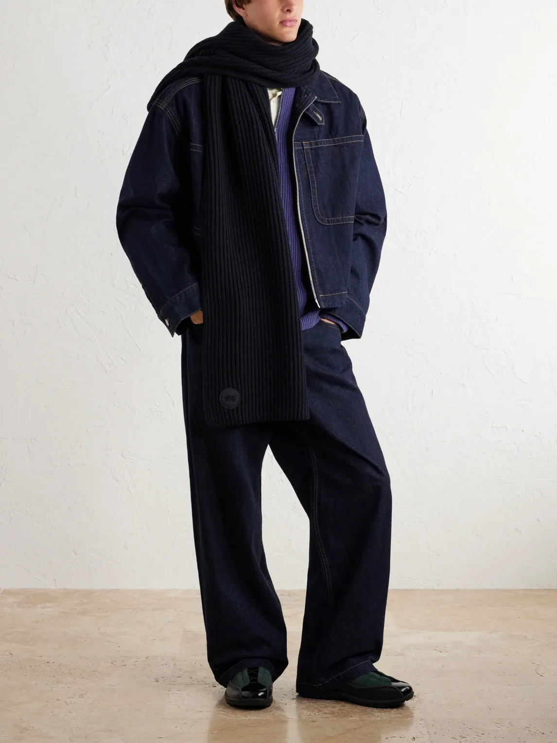 Logo-Appliquéd Ribbed Wool and Cashmere-Blend Scarf by Canada Goose