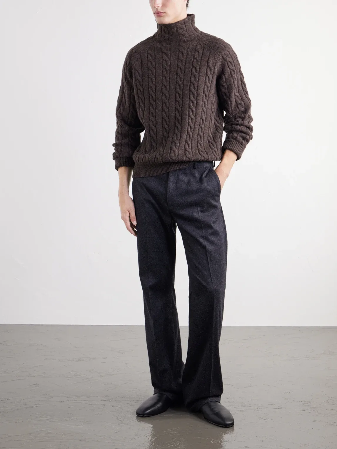 Cable-Knit Wool Rollneck Sweater by Totême