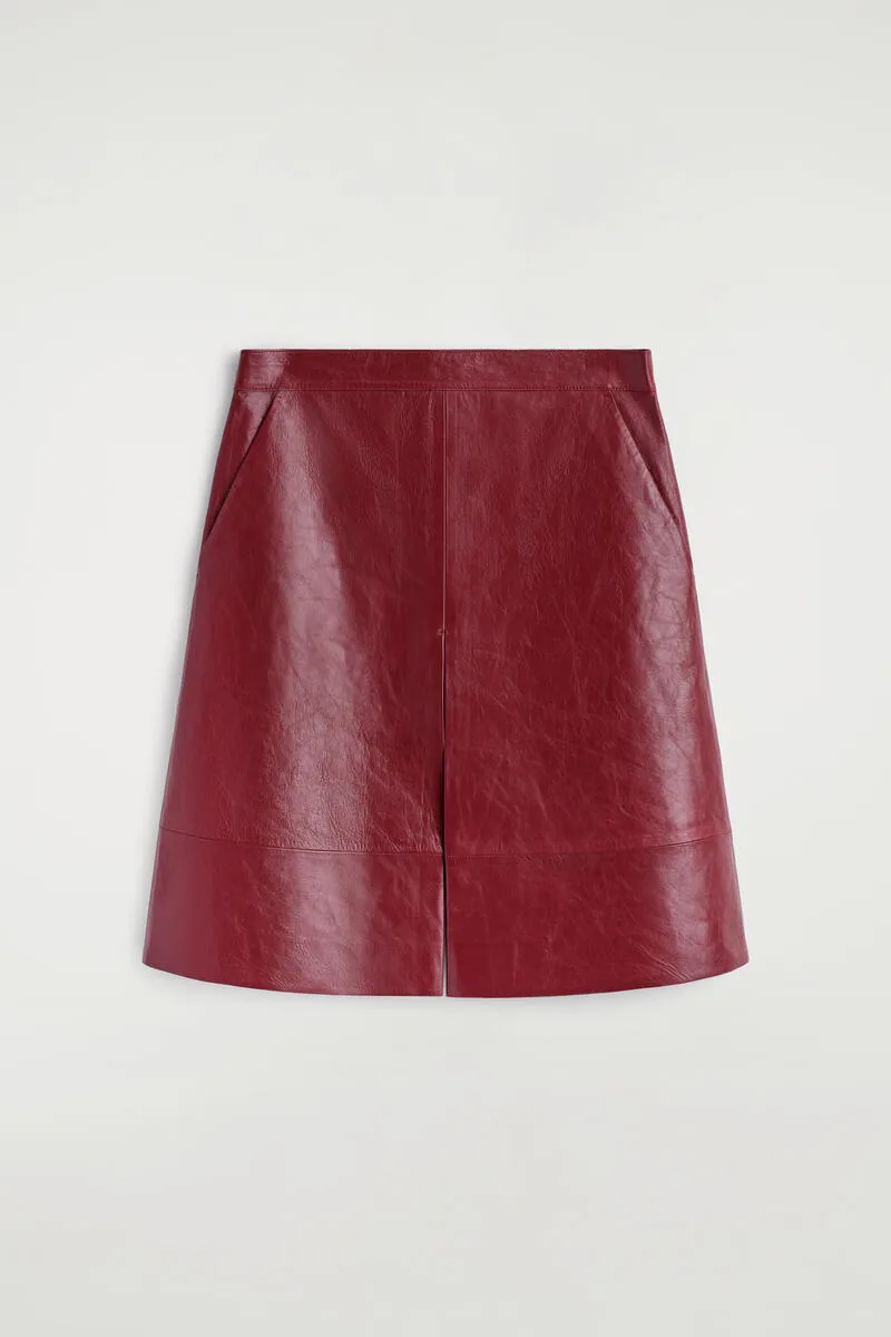 Pleated Textured-Leather Midi Skirt by COS