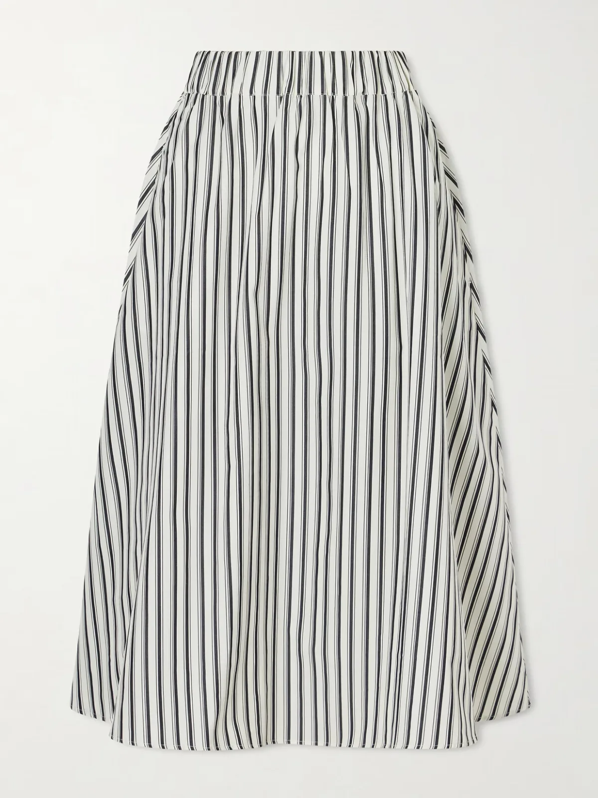 - Striped Organic Cotton-poplin Midi Skirt -