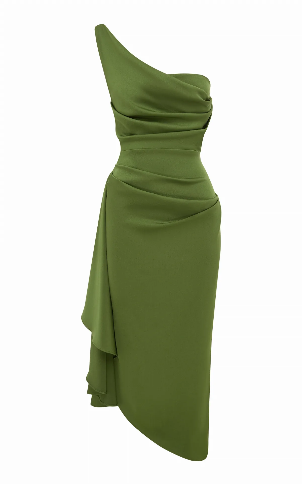 Draped Satin Crepe Midi Dress by Alex Perry