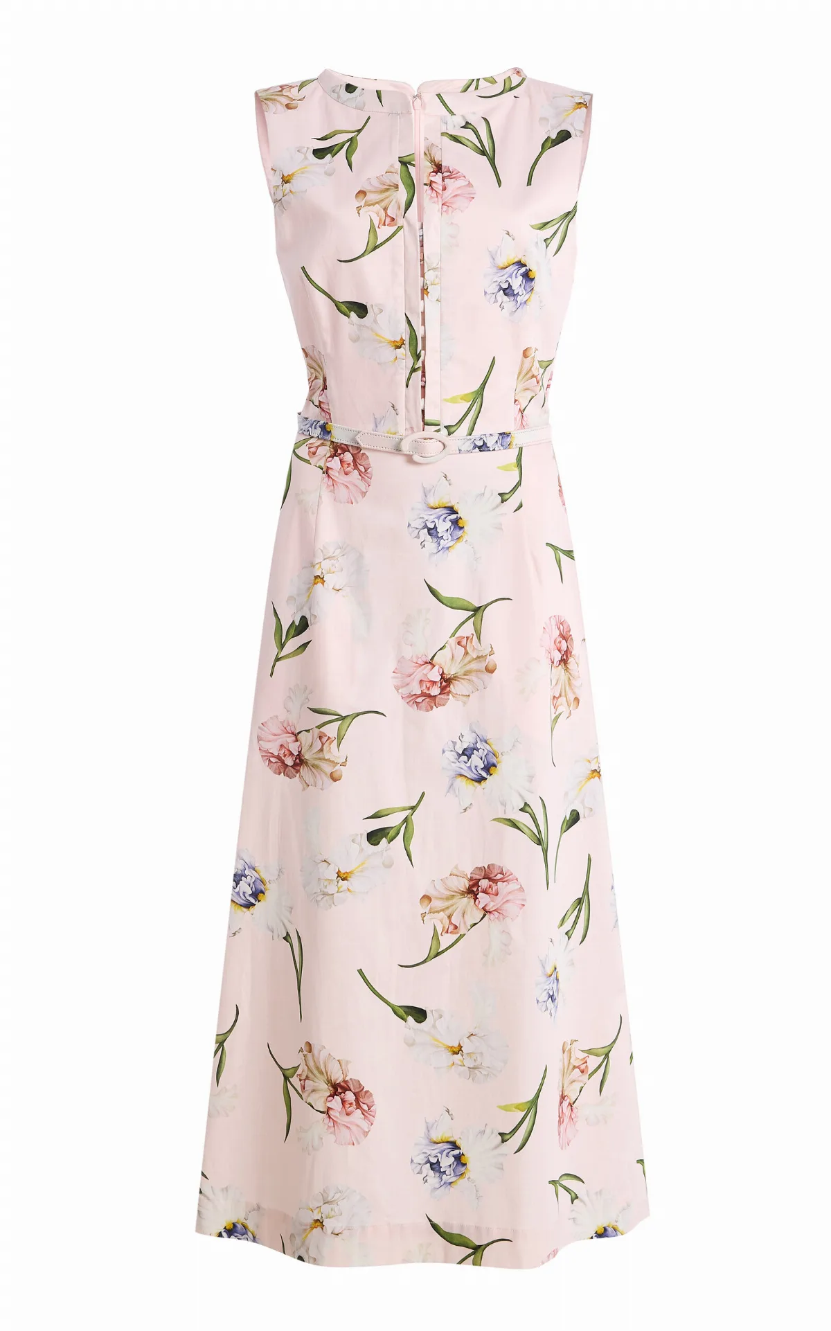 Painted Iris Poplin Midi Dress