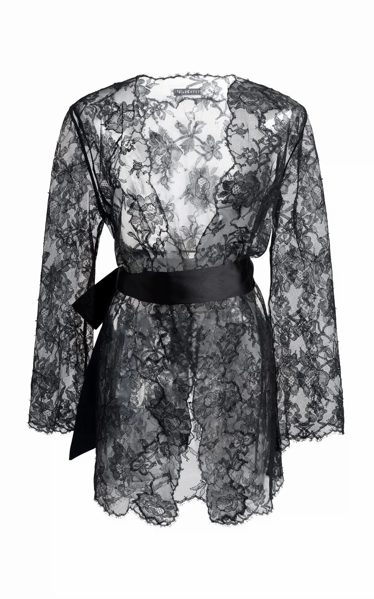 Mary Leavers Lace Cotton-Silk Short Robe by Evangelista Lingerie