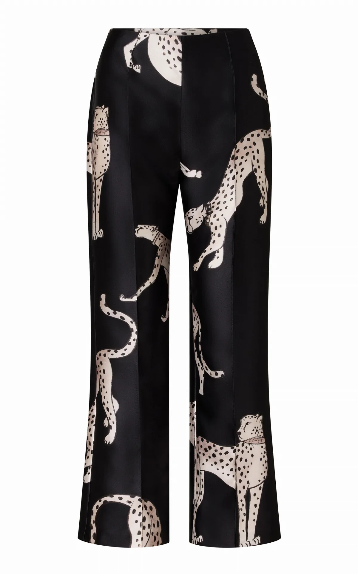 Vixon Cheetah-Print Satin Bootcut Pants by Roame