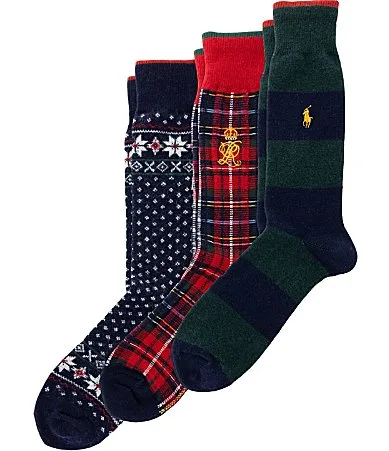 Lamb Wool Novelty Socks 3-Pack Gift Box by Polo Ralph Lauren