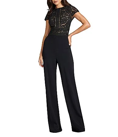 Cap Sleeve Lace Top Crepe Jumpsuit by Tadashi