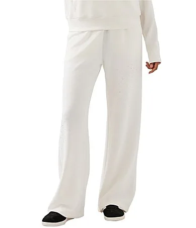 Soft Modal Knit Embellished High Rise Wide Pull-On Coordinating Sweatpants by Karen Kane