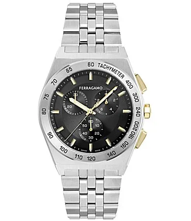 Vega Chrono Stainless Steel Bracelet Watch by Salvatore Ferragamo