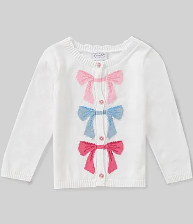 Long-Sleeve Bow-Accented Cardigan by Mud Pie