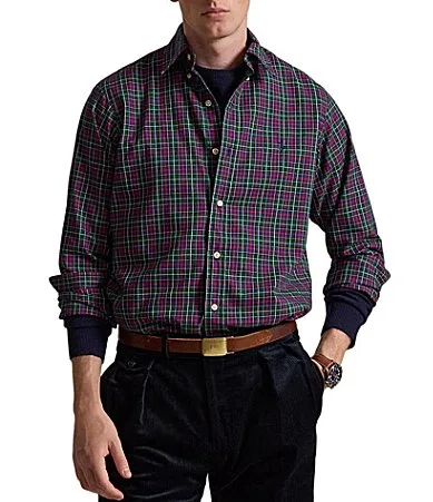 Classic-Fit Plaid Twill Plaid Long-Sleeve Woven Shirt