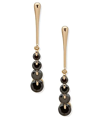 Gold Tone Rounded CZ Linear Earrings by Anne Klein