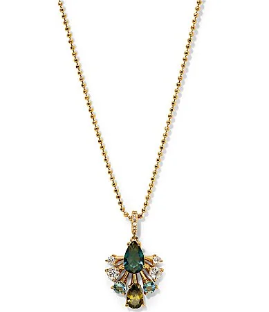 Hera Pear Fan Short Pendant Necklace by Nadri