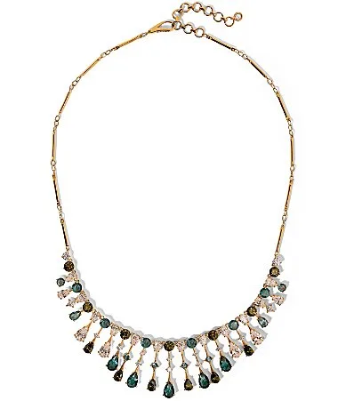 Hera Elongated Pear and Star Shape Fringe Frontal Collar Necklace by Nadri