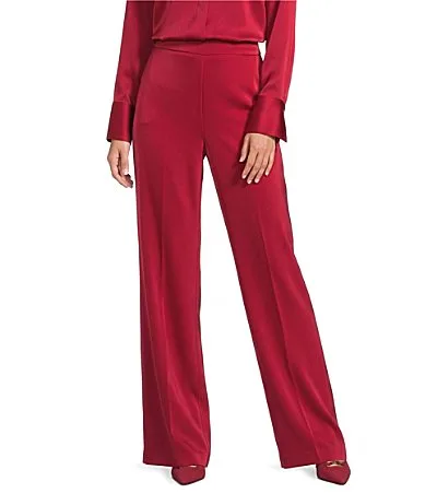 Satin Charmeuse Flat Front High Rise Full Length Coordinating Pants by Donna Karan