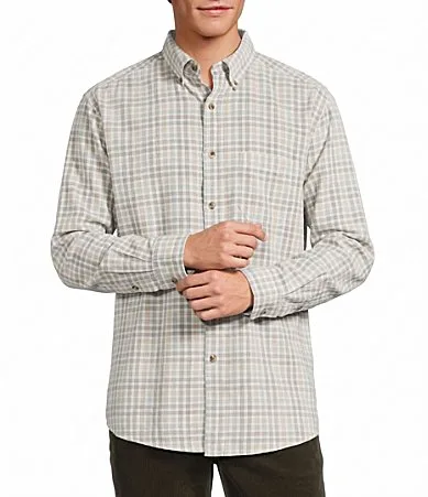 Long Sleeve Small Plaid Corduroy Sport Shirt
