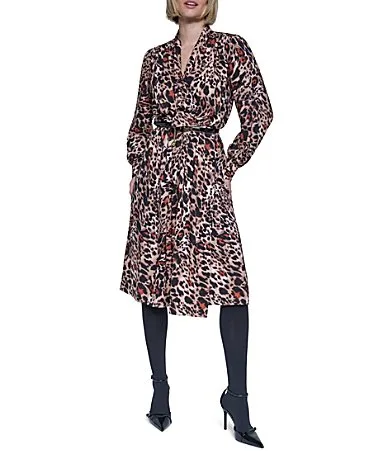 Printed Shadow Dot Jacquard Long Sleeve Shirt Dress by Sonia Rykiel