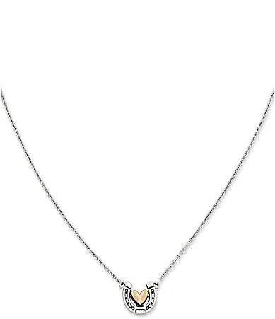 Horseshoe and Heart Western Sterling Silver Short Pendant Necklace by James Avery