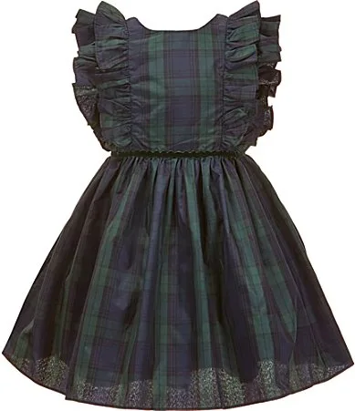Flutter-Sleeve Rebecca Plaid Dress by Pippa & Julie