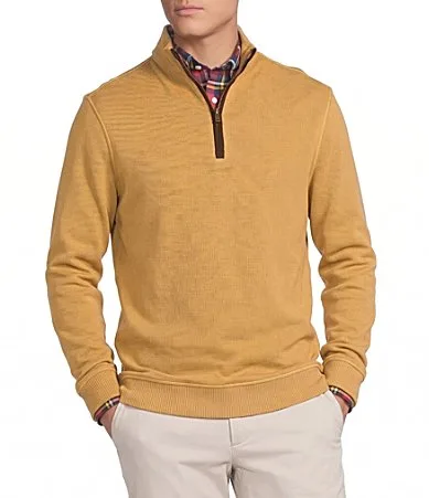 Solid French Rib Quarter-Zip Pullover by Cremieux