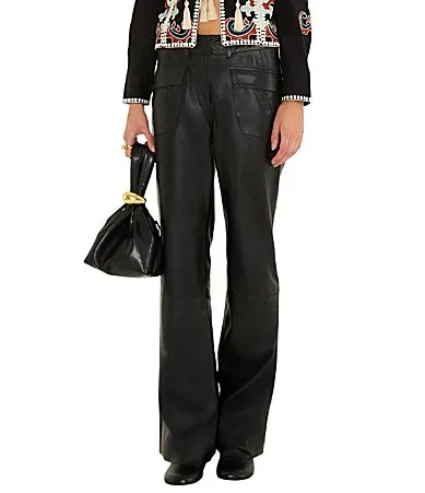 Rivet Leather Mid-Rise Flare Leg Pant by FARM Rio