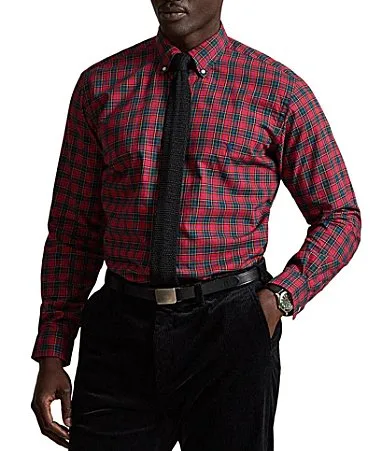 Classic-Fit Multi Color Plaid Brushed Twill Long-Sleeve Woven Shirt by Polo Ralph Lauren