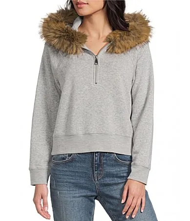 Faux Fur Hoodie Zip Up Jacket by GB