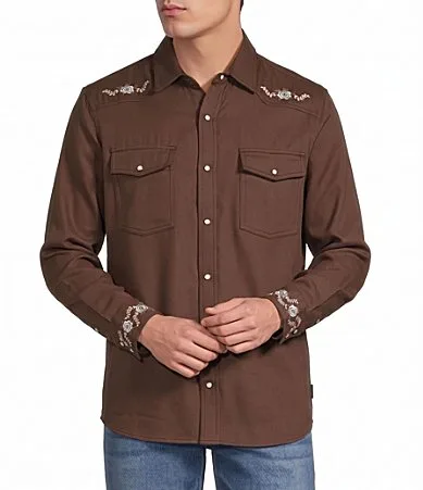 Western Embroidery Print Shirt by Rowm