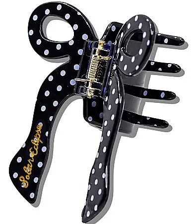 Hand-Painted Coquette Dotted Bow Claw Hair Clip by Solar Eclipse