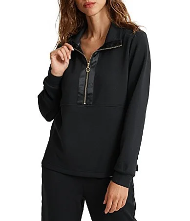 Palm Voyage Ribbed Knit Satin Mock Neck Long Sleeve Top by Tommy Bahama