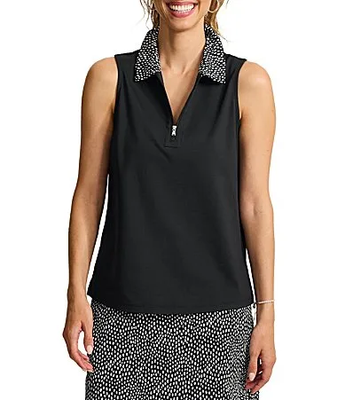 Aubrey Knit Geometric Print Polo Collar Sleeveless Coordinating Top by Tommy Bahama