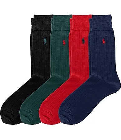 Merino Wool Rib Socks 4-Pack Gift Box