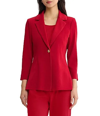 Wrinkle-Resistant Knit Notch Lapel Collar Bracelet Sleeve Single-Button Jacket