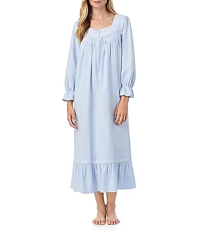 Bracelet Sleeve Sweetheart Neck Cotton Brushed Flannel Long Nightgown by Eileen West