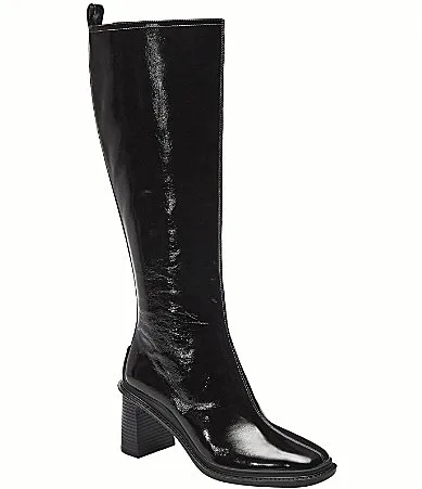 Sculpted C Block Heel Leather Boots by Coach