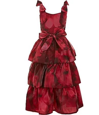 Sleeveless Floral Printed Organza Midi Dress by Xtraordinary