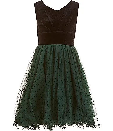 Sleeveless Velvet Pindotted Flocked-Tulle Dress by Xtraordinary