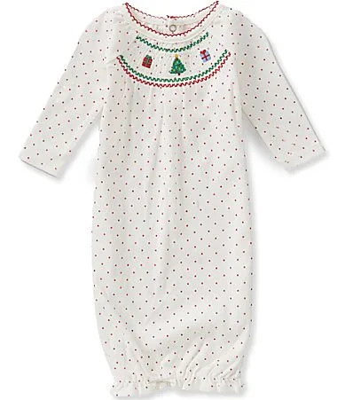 Long Sleeve Christmas Smocked Interlock Nightgown by Mud Pie