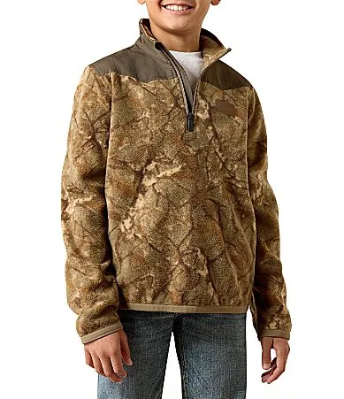 Long Sleeve Color Block Camouflage Quarter Zip Fleece Pullover by Ariat