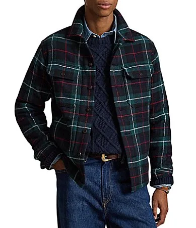 Classic Fit Plaid Wool Twill Overshirt by Polo Ralph Lauren